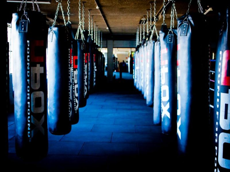 Training floor, boxing rings and hanging bags inside Brisbane Boxing Mt Gravatt / MacGregor.